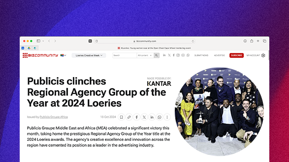 Publicis clinches Regional Agency Group of the Year at 2024 Loeries